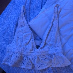 White flowy crop top